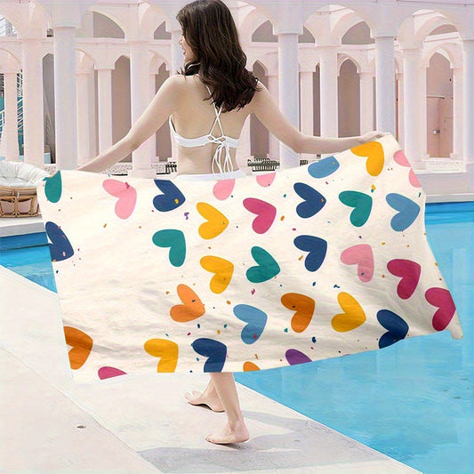 Colorful Heart Beach Blanket - Windproof & Quick-Dry